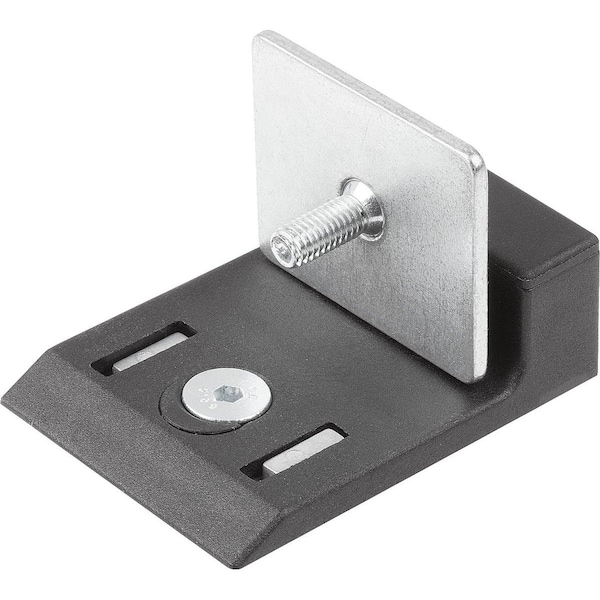 Door Stop, With Magnetic Catch, Form:B, L=53, 5, B=40, H=19, Bn=8/10, Polyamide, Comp:Steel